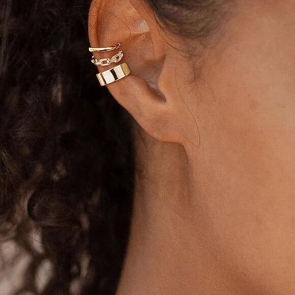 SET OF 3 :  Free People Non-Piercing Ear Cuffs Earrings - Picture 2 of 6